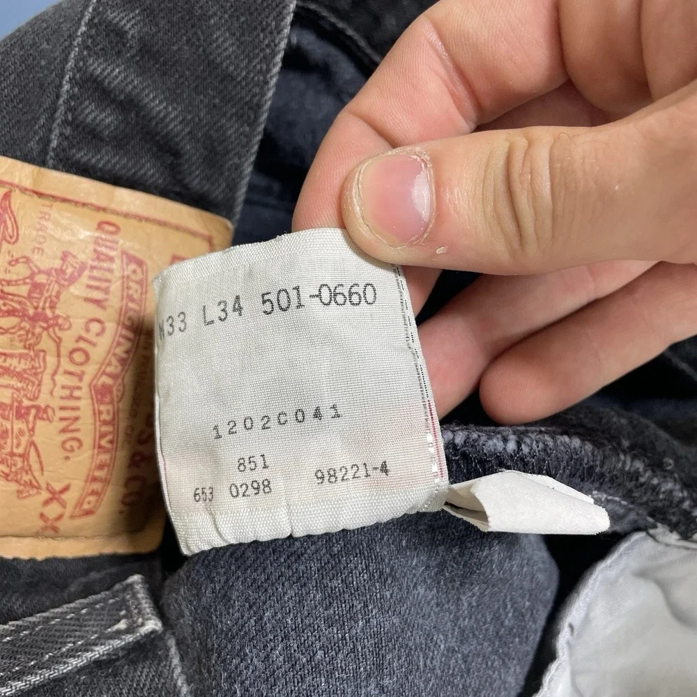 Vintage 90s Levis 501-0660 Jeans Mens 33x34 (fit 32x33) Made in USA Black EXCLNT